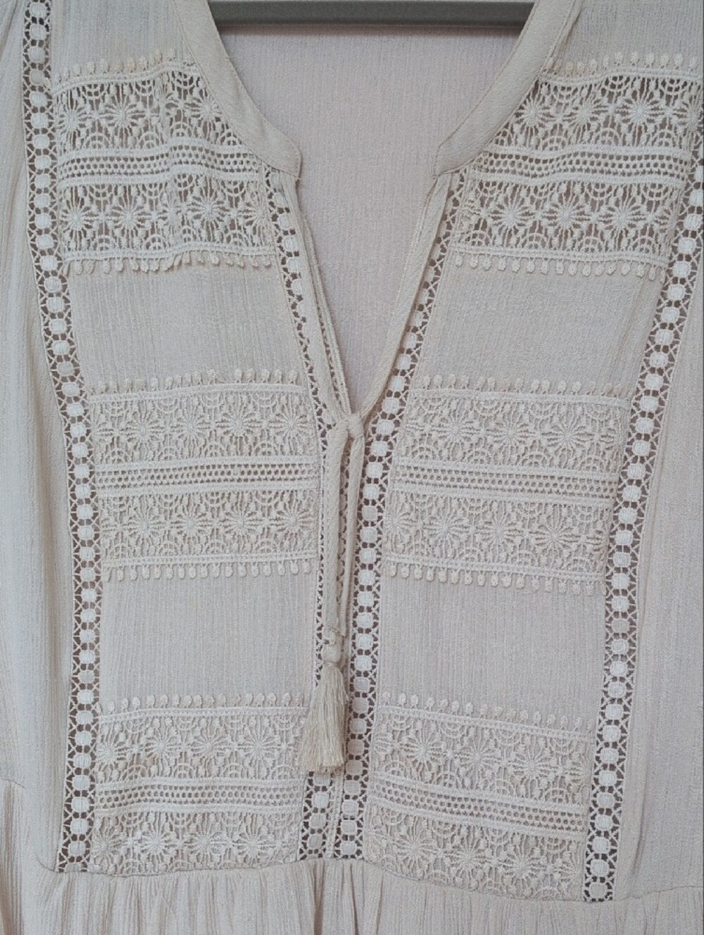 Torrid Cream Crochet Peasant Top Boho 18 20